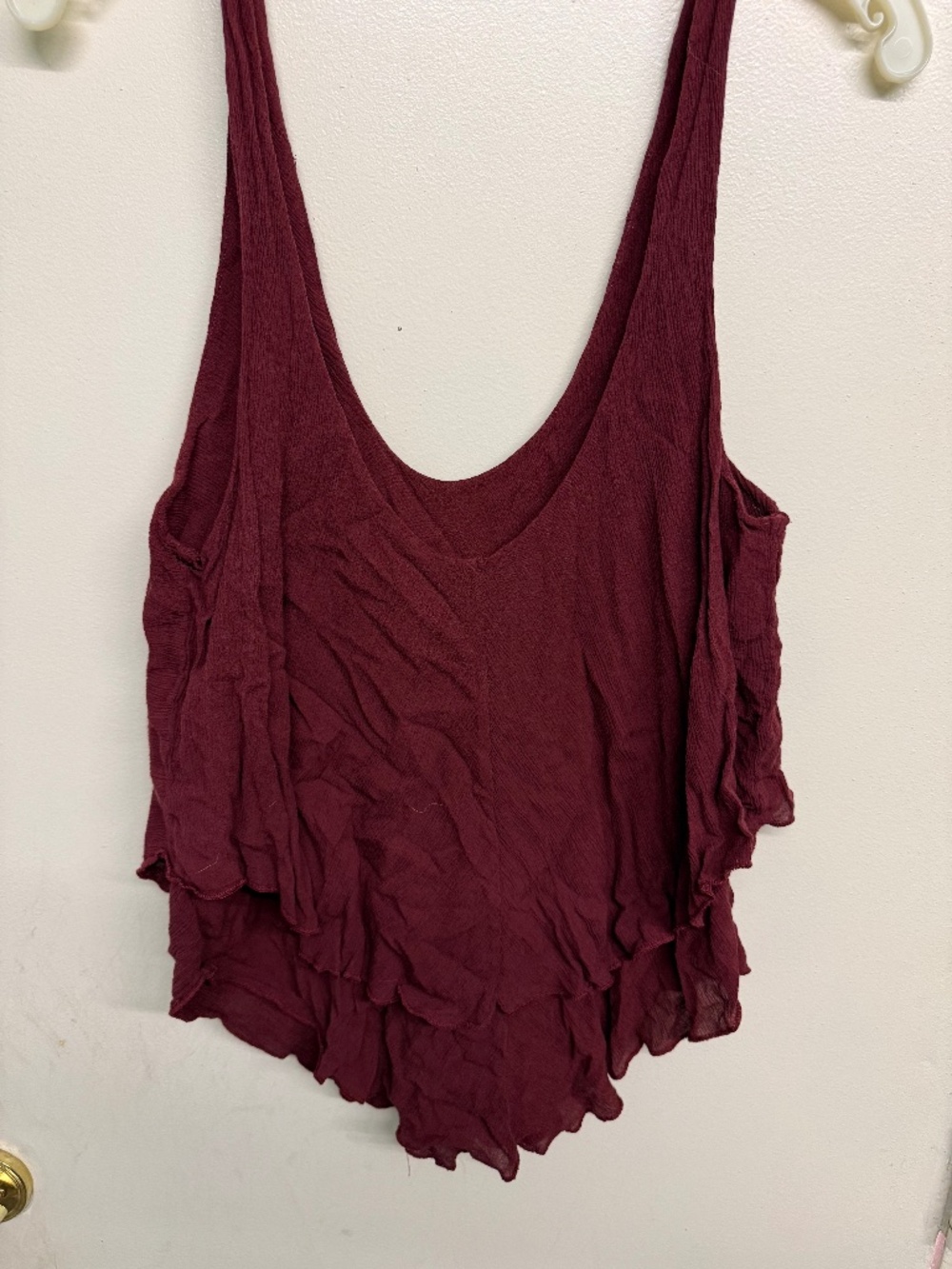 Free People Flowy Burgundy Layered Tank Top